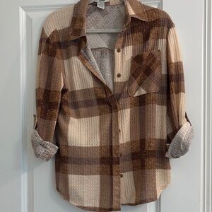 4 for $20 Sale - Brown Plaid Button-Up Shirt